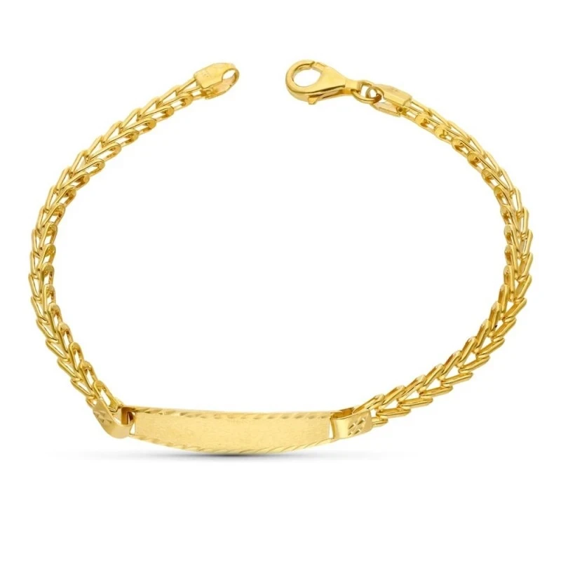 Esclava oro 18k niña 18 cm. Primera Comunión espiga chapa detalles ta