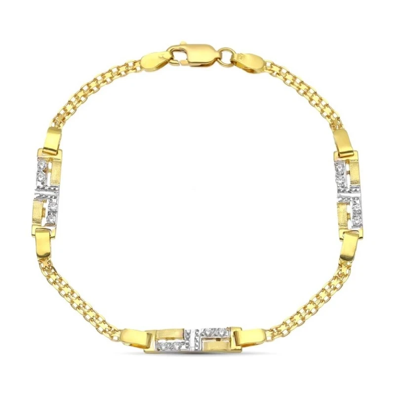 Pulsera oro 18k niña Primera Comunión circonitas combinadas formas mo