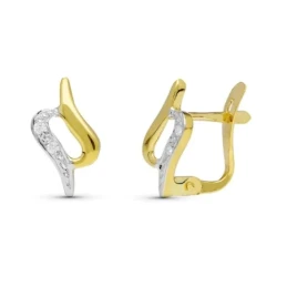 Pendientes oro bicolor 18k niña Primera Comunión 11 mm. formas combin