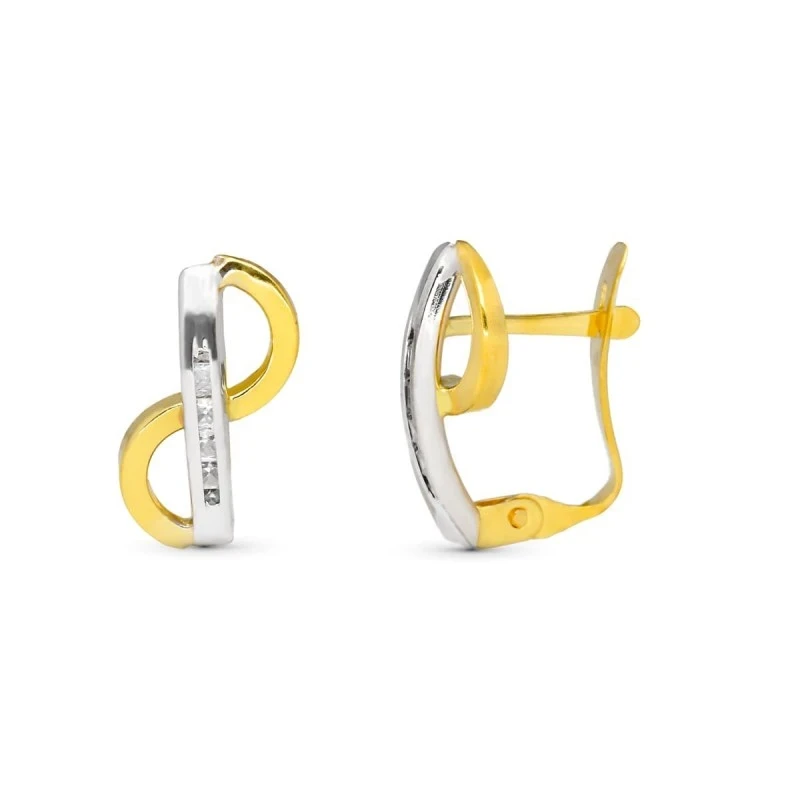 Pendientes oro bicolor 18k niña Primera Comunión barra vertical circo