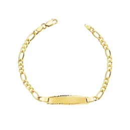 Esclava oro 18k Primera Comunión 18 cm. eslabón 3x1  ancho 4 mm. mosq
