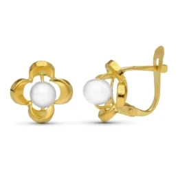 Pendientes oro 18k niña Primera Comunión 10 mm. perla centro