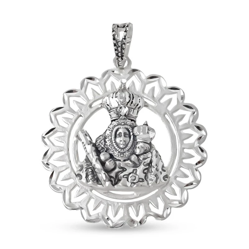 Virgen de la Cabeza Medalla Religiosa en Plata de Ley 925m maciza de