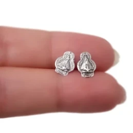 Virgen de la Cabeza Pendientes en Plata de Ley 925m macizos de 10 mm.