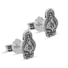 Virgen de la Cabeza Pendientes en Plata de Ley 925m macizos de 10 mm.