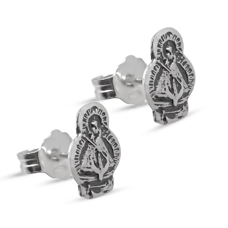 Virgen de la Cabeza Pendientes en Plata de Ley 925m macizos de 10 mm.