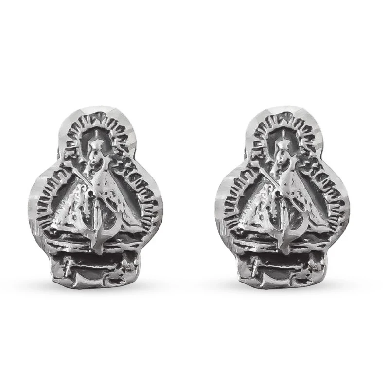 Virgen de la Cabeza Pendientes en Plata de Ley 925m macizos de 10 mm.