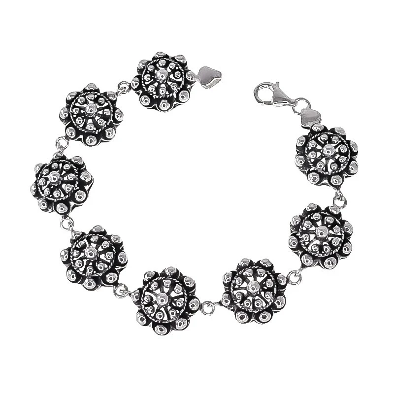 Pulsera plata ley 925m oxidado charro  [AB0042]