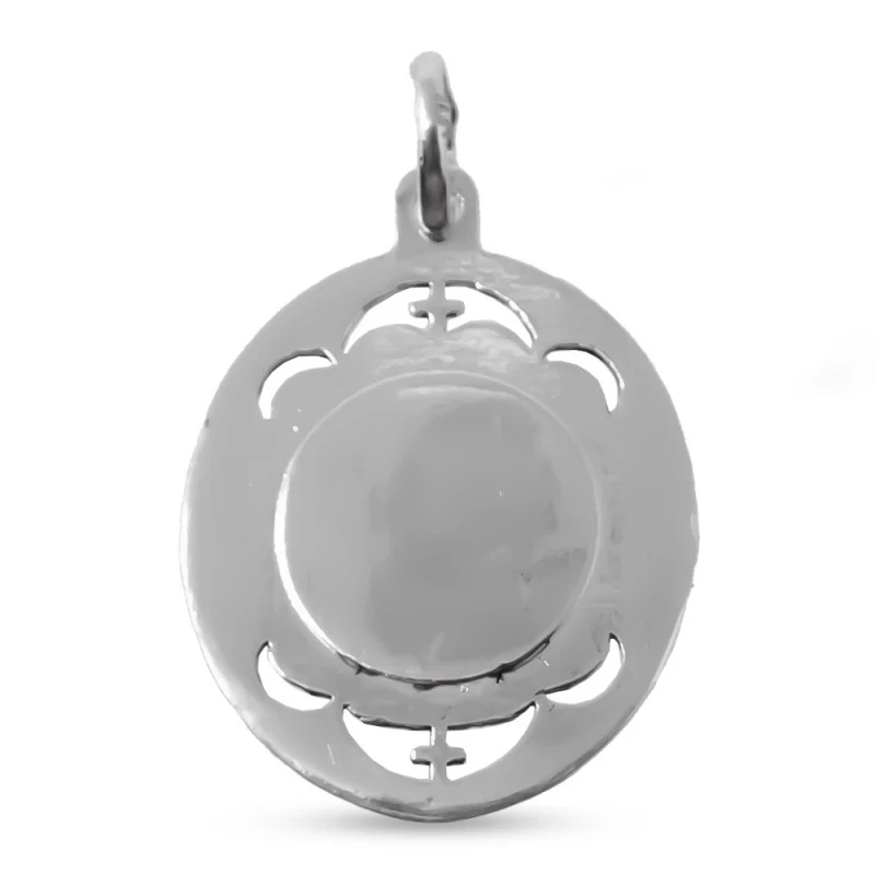 Virgen del Pilar Medalla Plata Ley 925m maciza 29 mm. ovalada. Grabac