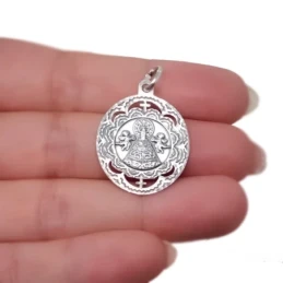 Virgen del Pilar Medalla Plata Ley 925m maciza 29 mm. ovalada. Grabac