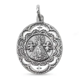 Virgen del Pilar Medalla Plata Ley 925m maciza 29 mm. ovalada. Grabac