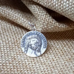 Cristo de la Exaltación Medalla en Plata de Ley 925m maciza de 22 mm.