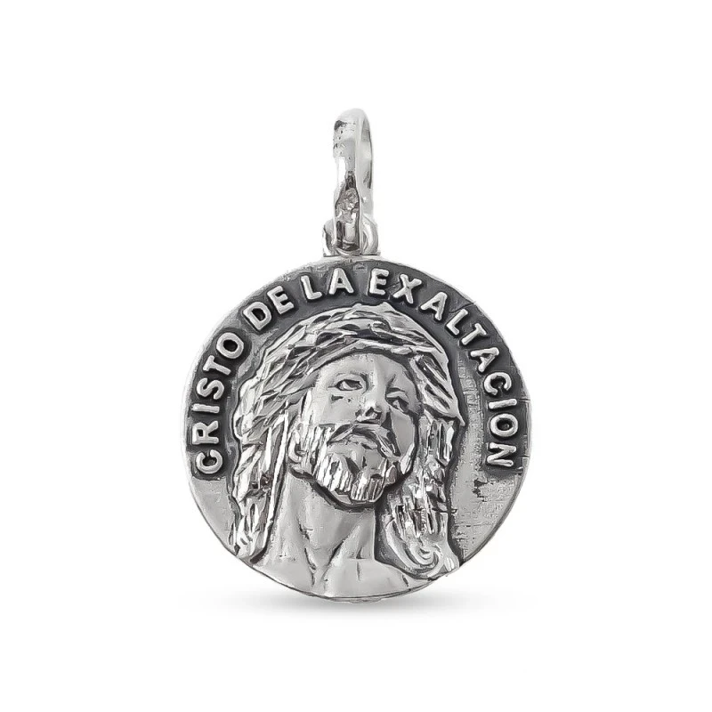 Cristo de la Exaltación Medalla en Plata de Ley 925m maciza de 22 mm.