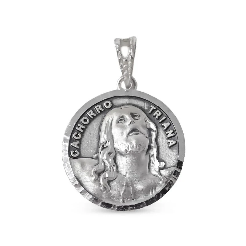 Cachorro de Triana Medalla Religiosa Plata Ley 925m maciza de 18 mm..