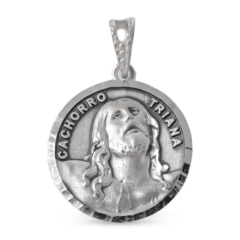 Cachorro de Triana Medalla Religiosa Plata Ley 925m maciza de 21 mm..