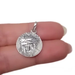 Cristo Cerro del Águila Sevilla Medalla Plata Ley 925m maciza 18 mm..