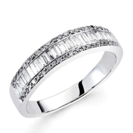 Sortija oro blanco 18k diamantes brillantes carrés 0,45ct [7408]