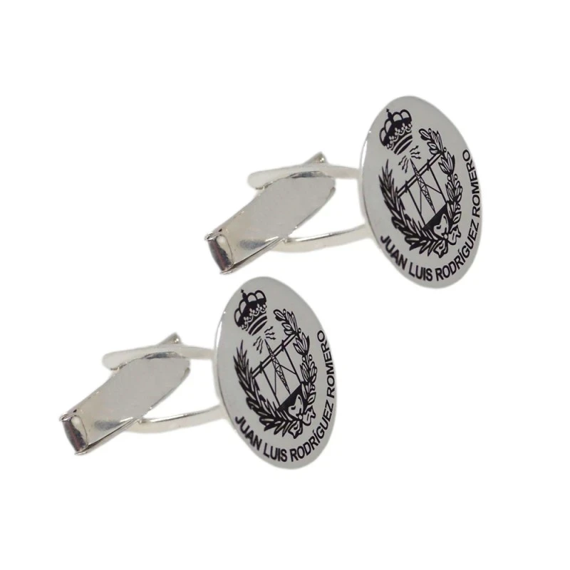 Gemelos personalizados plata Ley 925m hombre 15 mm. redondos lisos