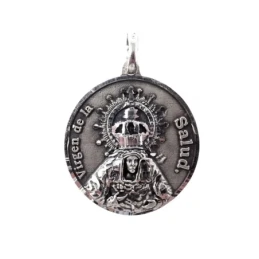 Virgen de la Salud medalla plata Ley 925m colgante 24 mm. maciza deta