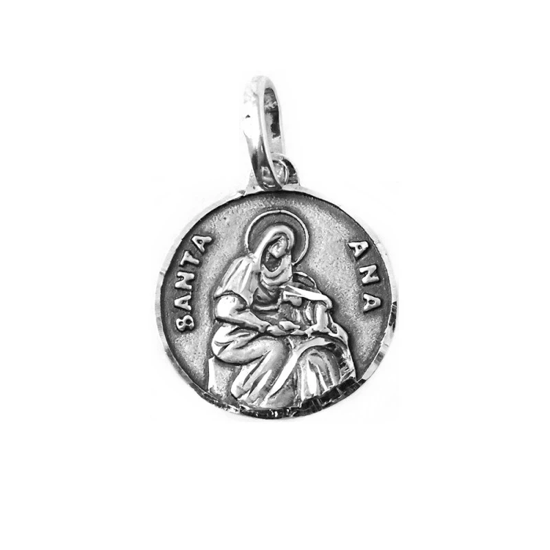 Santa Ana medalla plata Ley 925m unisex 17 mm. maciza detalle bisel