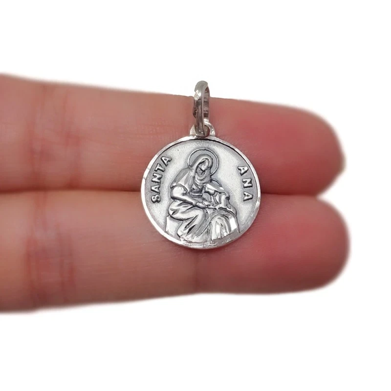 Santa Ana medalla plata Ley 925m unisex 17 mm. maciza detalle bisel