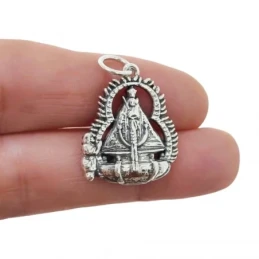 Virgen de la Cabeza Colgante Plata Ley 925m unisex 22 mm. oxidado det