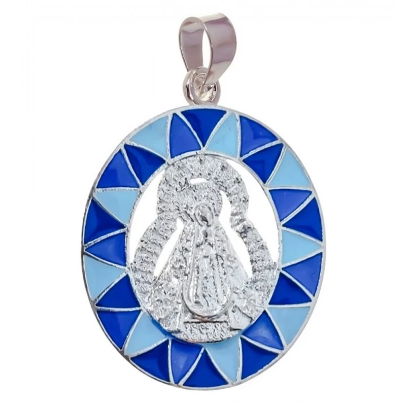 Virgen de la Soledad Colgante Plata Ley 925m unisex 36 mm. cerco esma