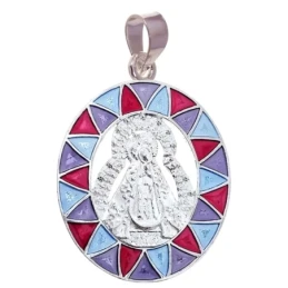 Virgen de la Soledad Colgante Plata Ley 925m unisex 36 mm. cerco esma