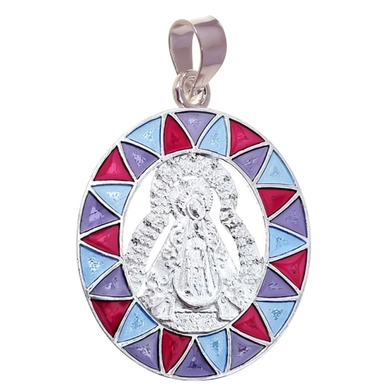 Virgen de la Soledad Colgante Plata Ley 925m unisex 36 mm. cerco esma