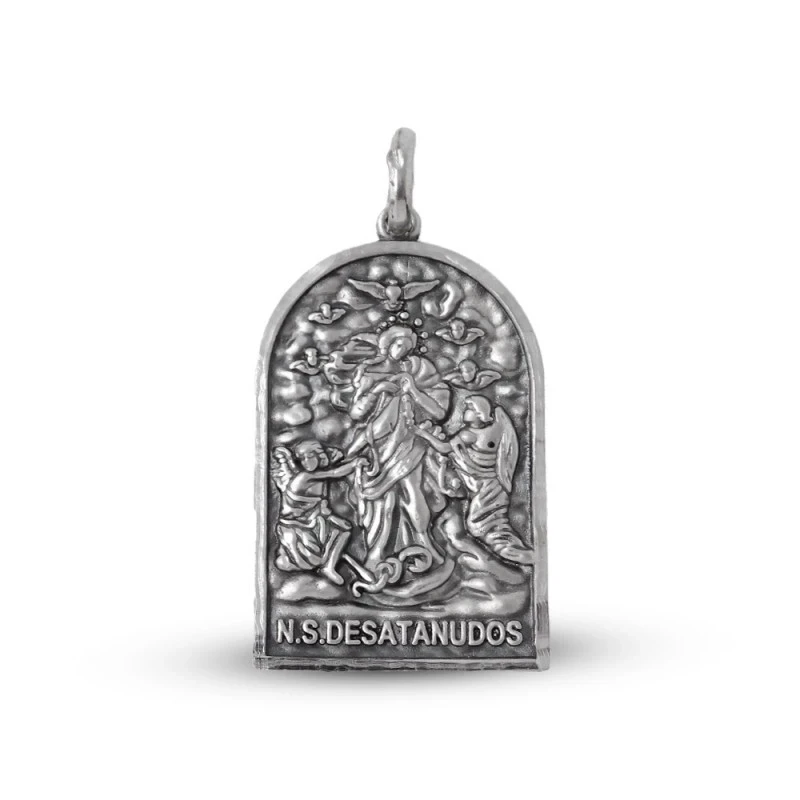 Nuestra Señora Desatanudos Medalla Colgante Plata Ley 925m maciza 37
