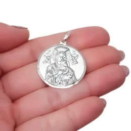 Virgen del Perpetuo Socorro Medalla Plata Ley 925m maciza 27 mm.. Gra
