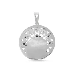 Virgen de la Alegría Plata Ley 925m maciza 24 mm. calada circonitas.