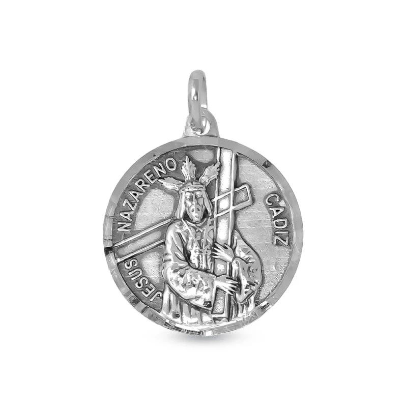 Jesús Nazareno de Cádiz Medalla Plata Ley 925m maciza 15 mm.. Grabaci