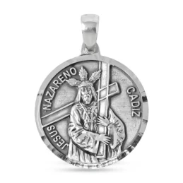 Jesús Nazareno de Cádiz Medalla Plata Ley 925m maciza 27 mm.. Grabaci