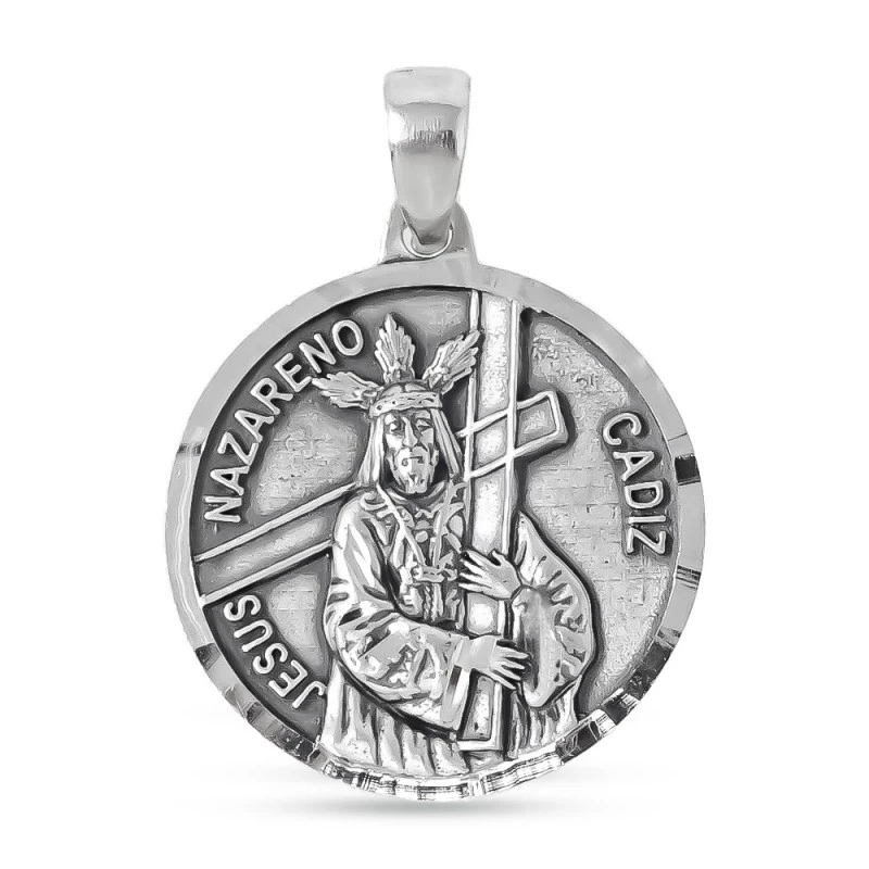 Jesús Nazareno de Cádiz Medalla Plata Ley 925m maciza 27 mm.. Grabaci