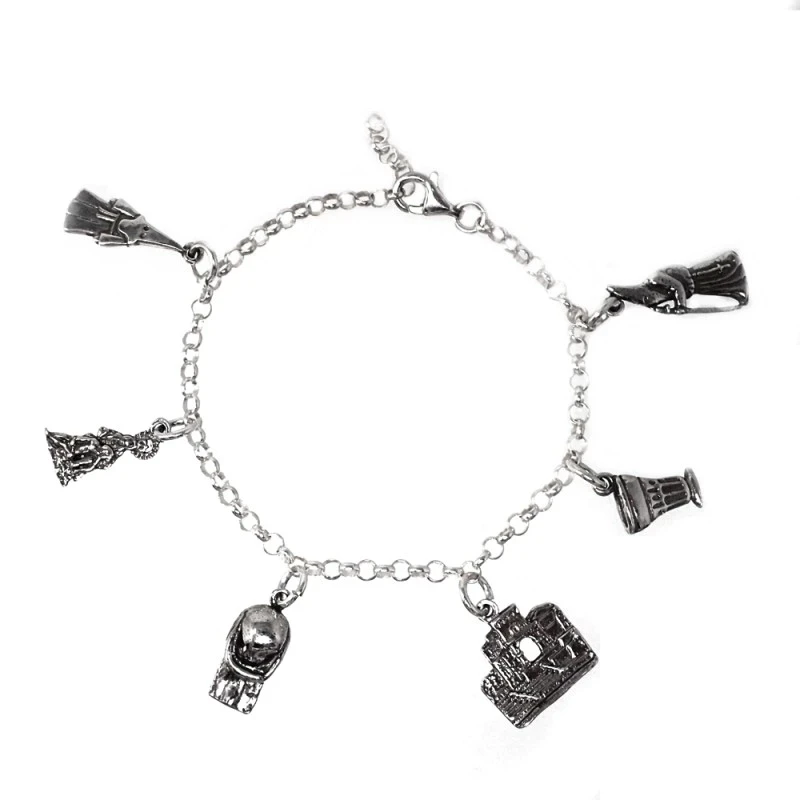 Pulsera cofrade plata Ley 925m unisex 18 mm. cadena rolo colgantes co
