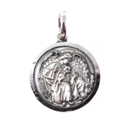 Ángel de la Guarda medalla plata Ley 925m maciza 19 mm. colgante bise
