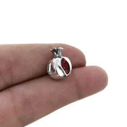 Charm icono plata Ley 925m mujer 13 mm. granada piedras color rojo