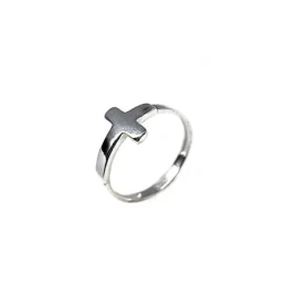 Sortija plata Ley 925m. mujer motivo cruz lisa