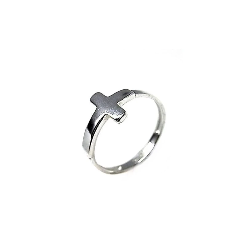 Sortija plata Ley 925m. mujer motivo cruz lisa