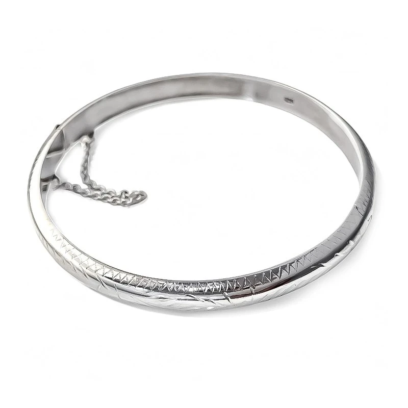 Pulsera Rígida Media Caña en Plata de Ley 925m de 65 mm. interior det