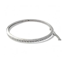Pulsera Rígida Media Caña en Plata de Ley 925m de 60 mm. interior det