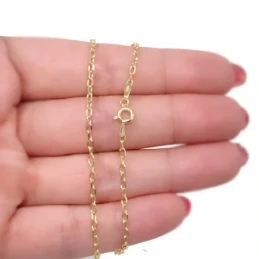 Cadena Forzada en Plata de Ley 925m chapada en oro de 40 cm. ancho es