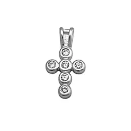Cruz plata Ley 925m 18mm. circonitas 6 chatones [7831]