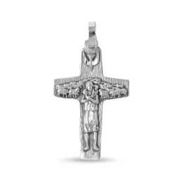 Cruz Buen Pastor Colgante Plata Ley 925m macizo 37 mm. Papa Francisco