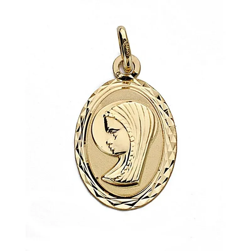 Medalla oro 18k Virgen Niña 20mm. oval [9018]
