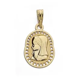 Medalla oro 18k Vigen Niña 19mm. calada [9006]