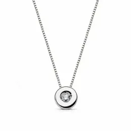Colgante oro blanco 18k con cadena diamante brillante 0.05ct [AA1797]