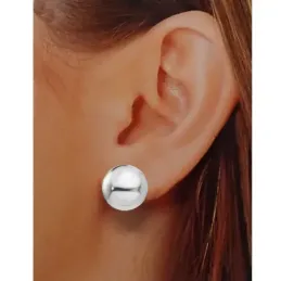 Pendientes plata Ley 925m lisos media bola 16 mm. [AB5516]
