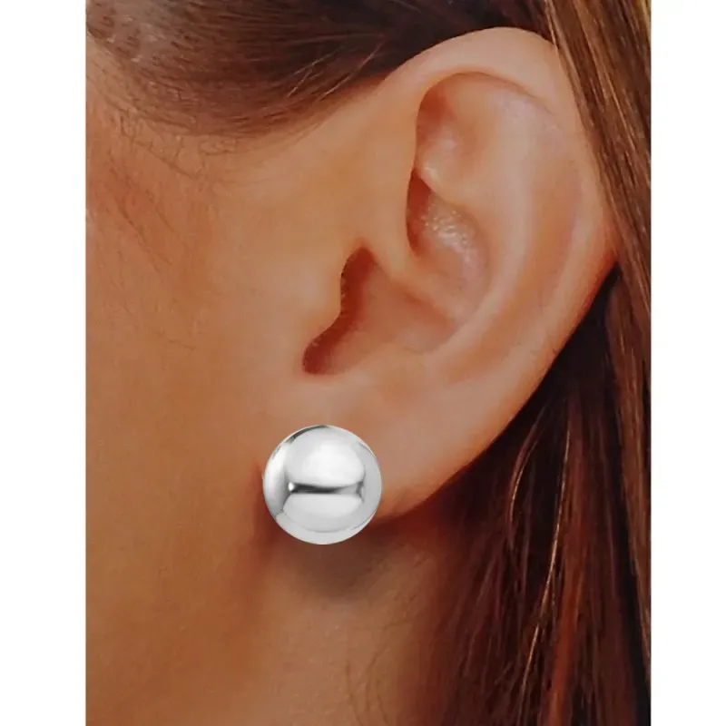 Pendientes plata Ley 925m lisos media bola 16 mm. [AB5516]